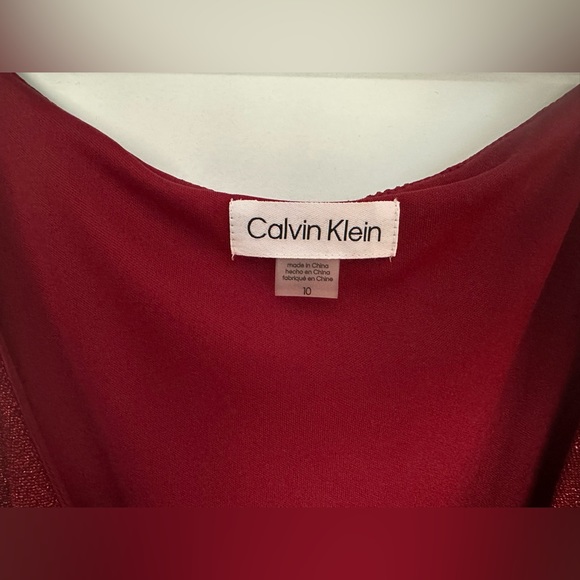 Red Calvin Klein Glitter Knit Runched Dress, NWT! - Picture 5 of 7